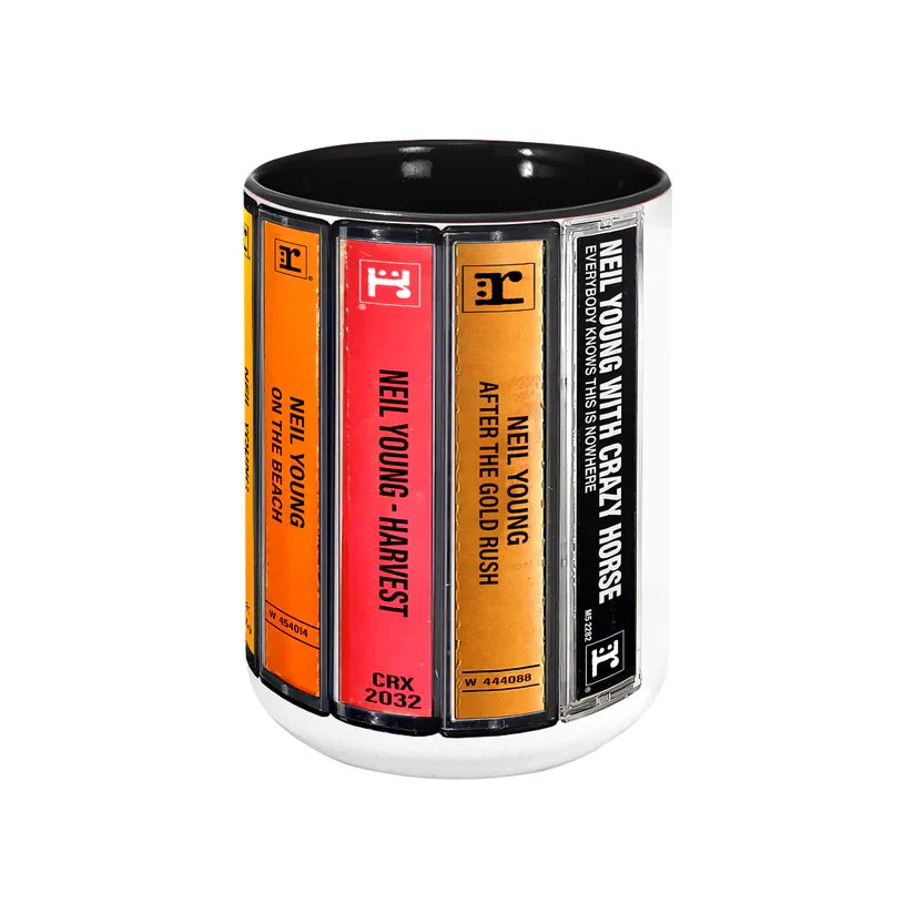 Ceramic Accent Mug with Neil Young Cassette Design | Gift for Music Lovers GradoCreations