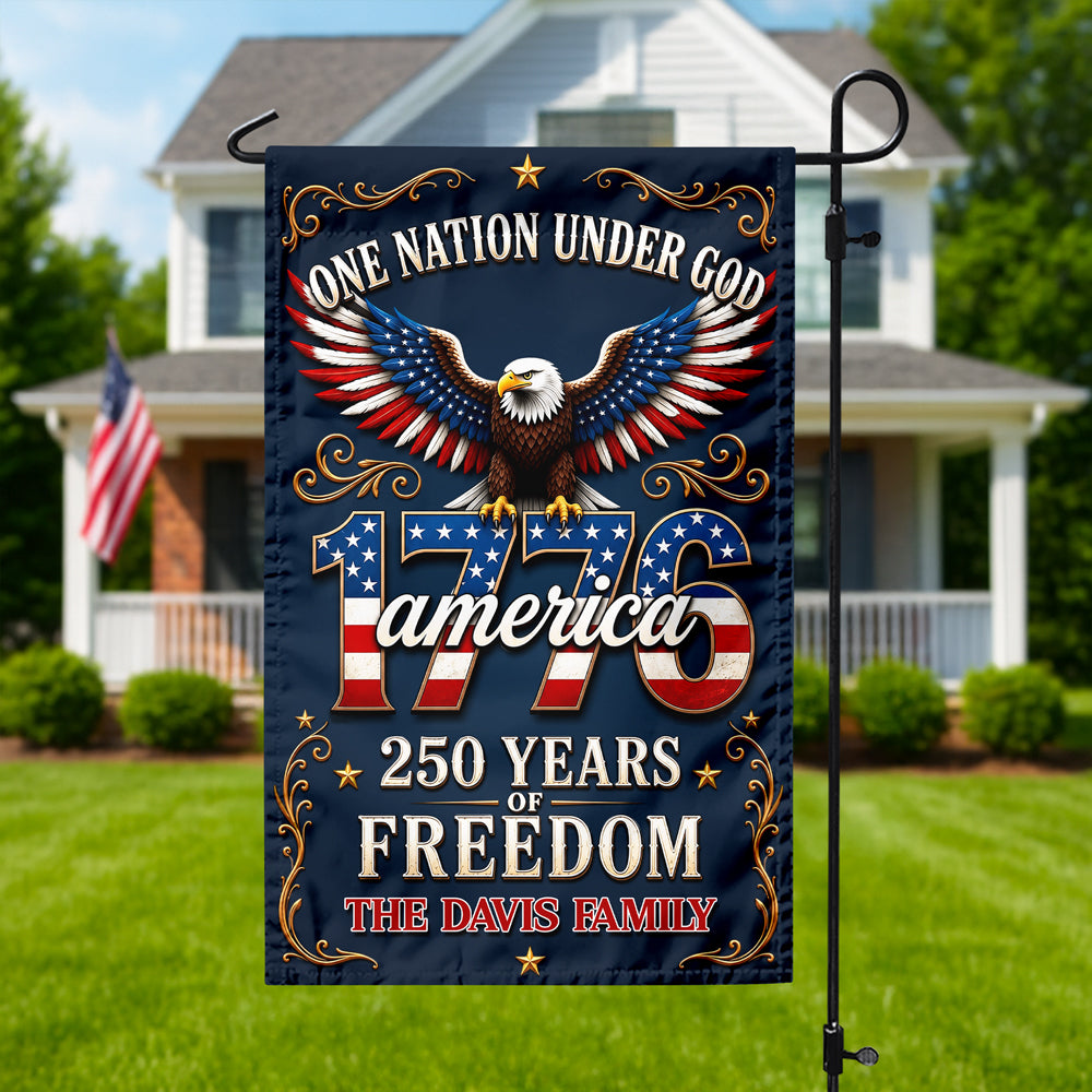 Personalized One Nation Under God Family Garden Flag Gift Idea HN590 - Garden Flag GradoCreations