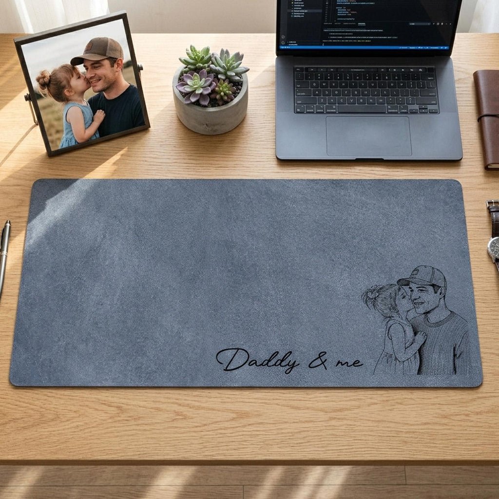 Personalized Desk Mat Custom Photo Sketch Gift for Dad HN590 - Desk Mat AI fix GradoCreations
