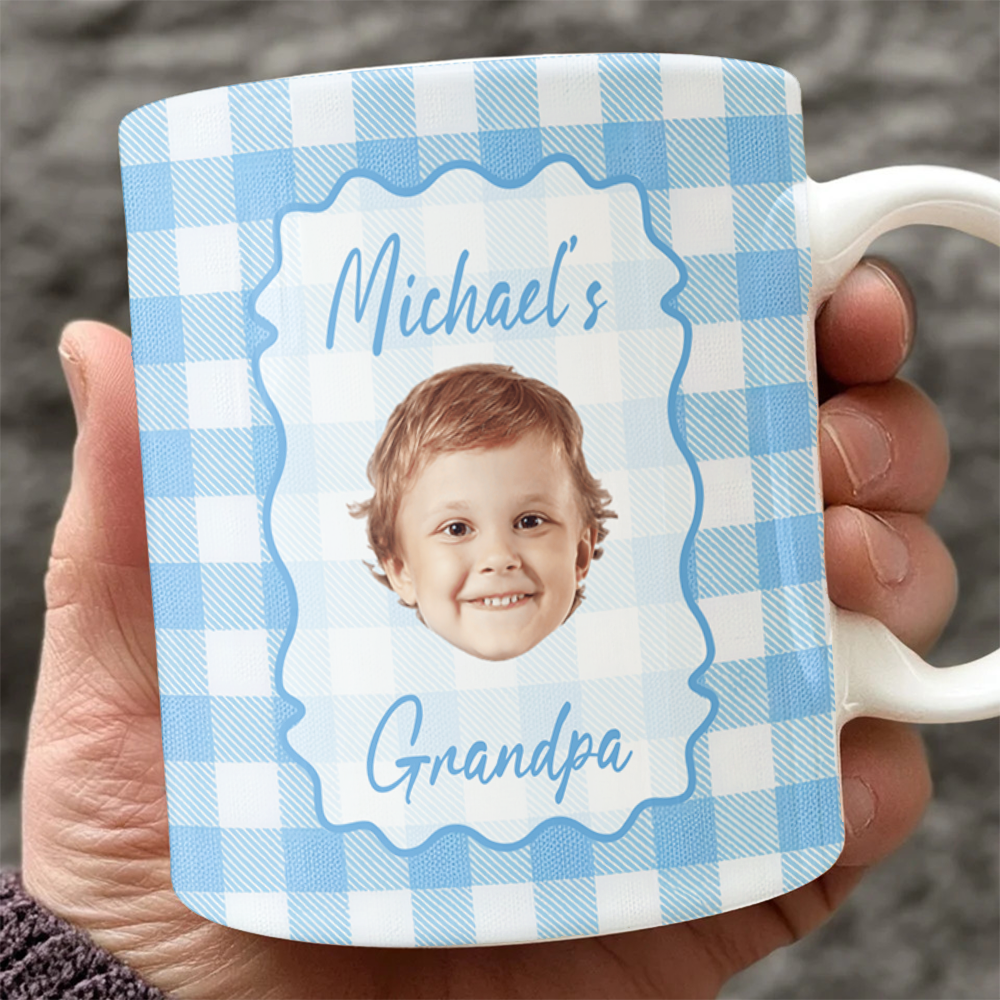 Personalized Baby Face Plaid Mug Custom Gift for Parents HN590 - edge to edge mug GradoCreations