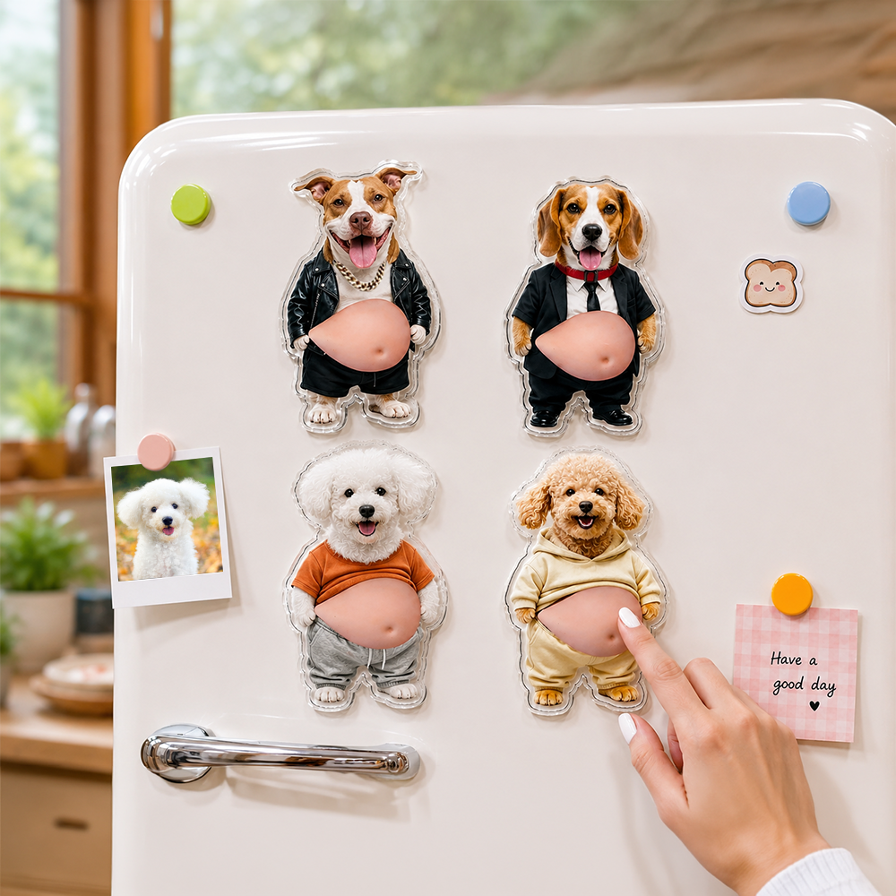 Personalized Funny Photo Squishy Fridge Magnet Gift for Dog Lovers HN590 - Acrylic Squishy Fridge Magnet Fix GradoCreations
