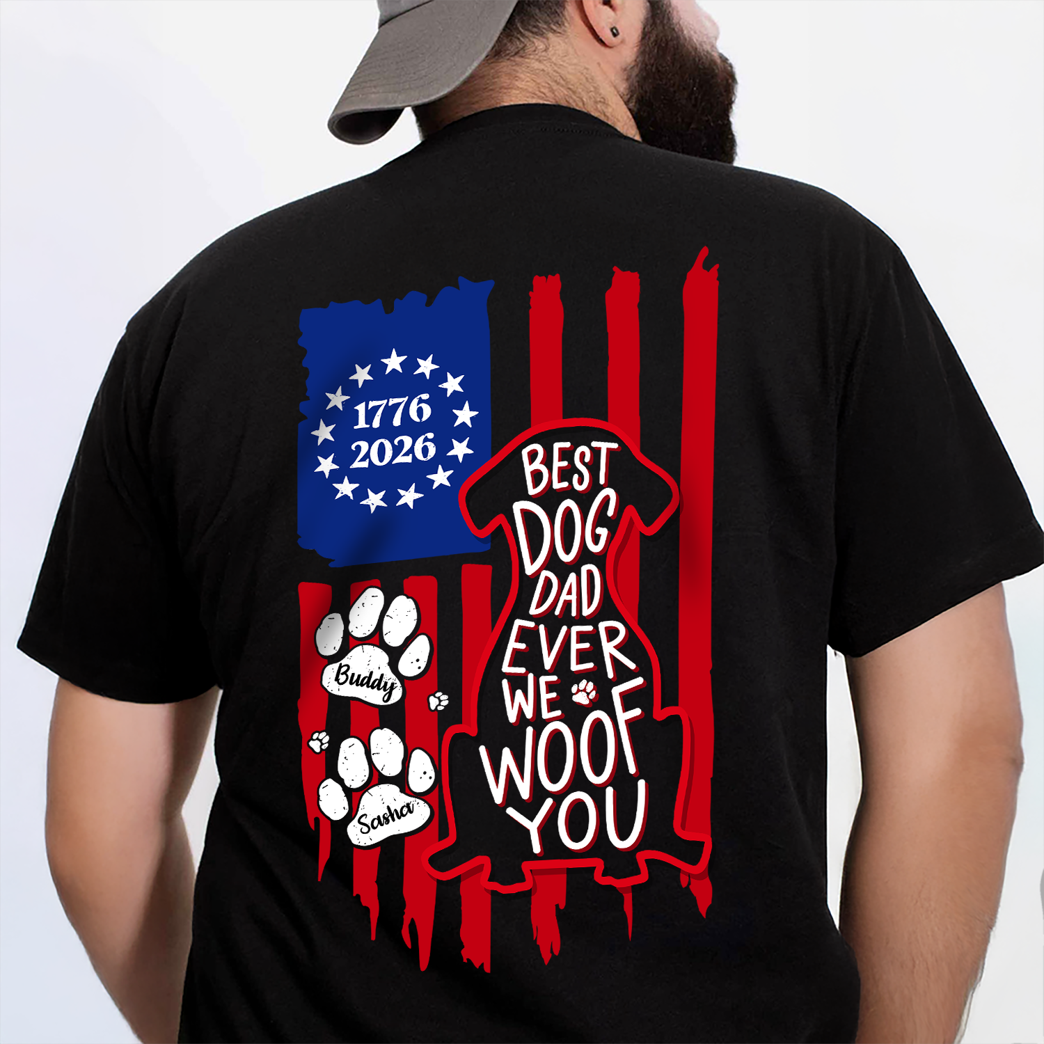 Personalized Best Dog Dad Shirt Custom Name Gift for Father's Day HN590 - Tshirt Back GradoCreations