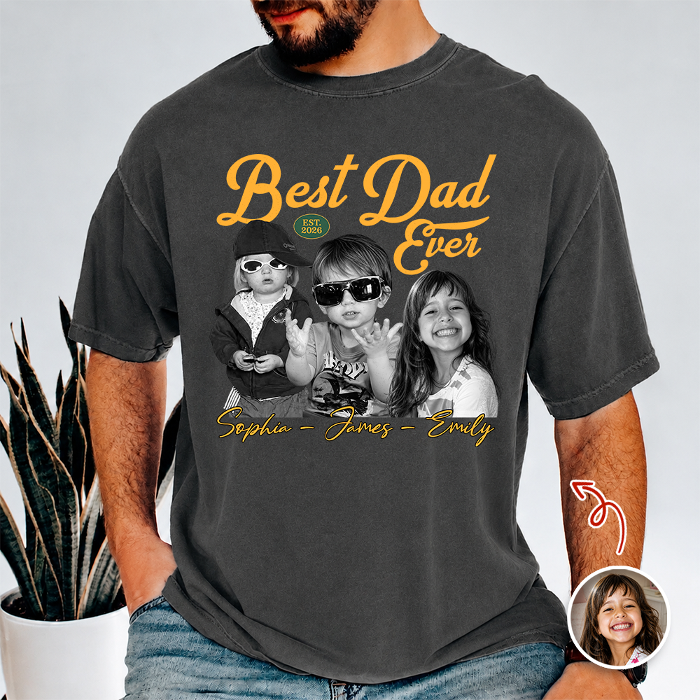 Personalized Photo Comfort Shirt Best Dad Ever Gift for Father's Day Comfort Shirt GradoCreations