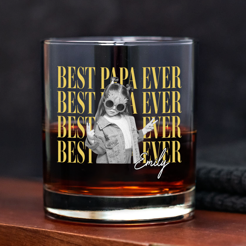 Personalized Vintage Photo Whiskey Glass Custom Gift for Dad HN590 - Print Rock Glass GradoCreations