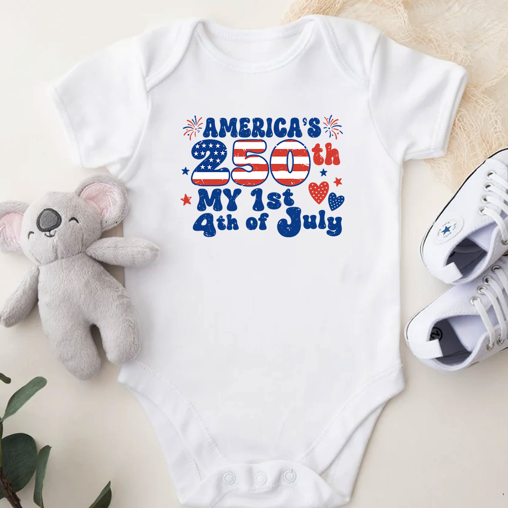 Personalized My 1st 4th of July Baby Onesie USA Gift Family HN590 - Baby Shirt GradoCreations