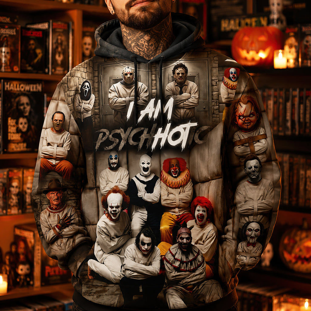 Personalized Psychotic All Over Shirt for Halloween Horror Lovers AOP Shirt GradoCreations