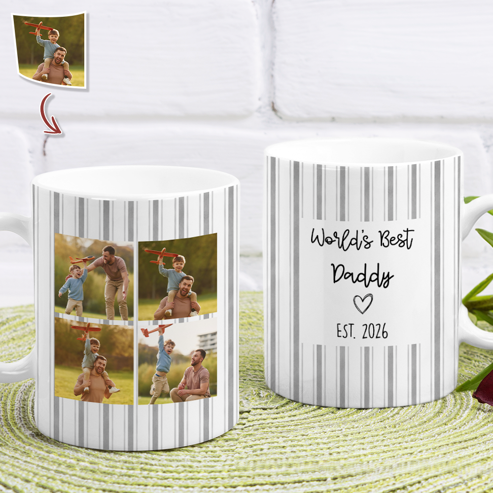 Personalized Photo Mug Gift for Dad Custom Design Father's Day HN590 - edge to edge mug GradoCreations