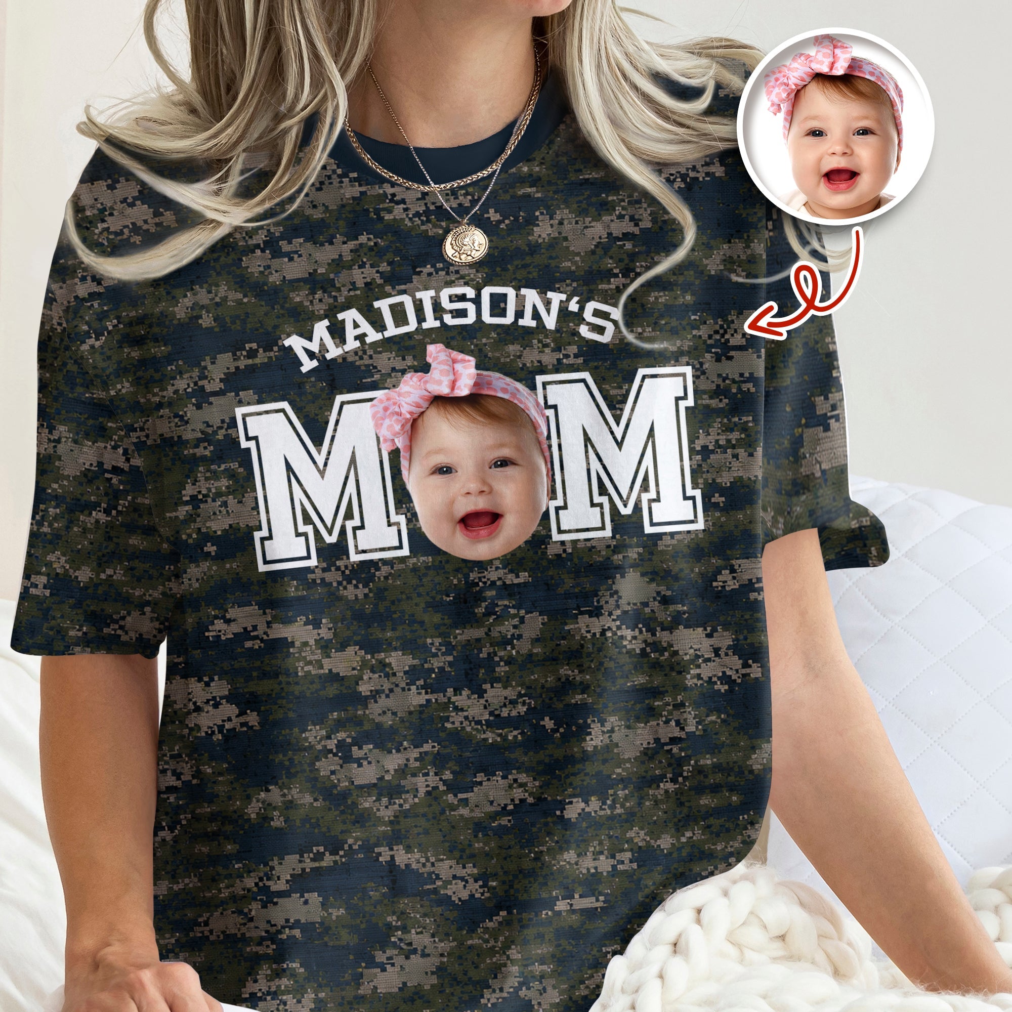 Personalized Camo Photo T-Shirt Custom Gift for Dad HN590 - AOP Tshirt GradoCreations