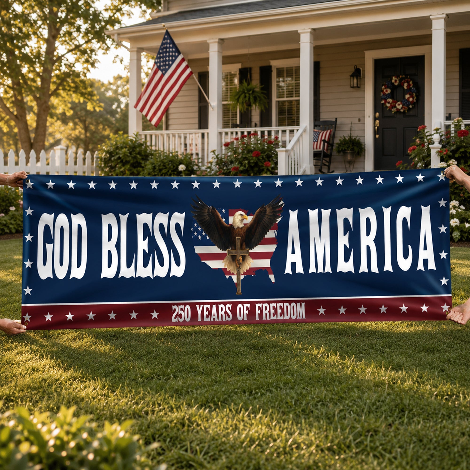 Personalized Patriotic Banner Custom Family Name 250th Anniversary Gift HN590 - Banner GradoCreations