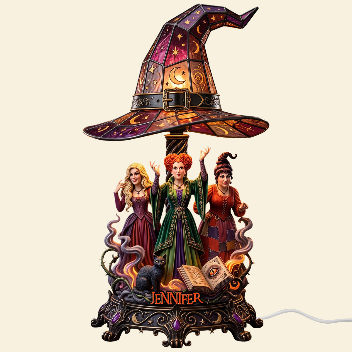 Personalized Acrylic Light Box with Witches Design - Halloween Decor Gift Acrylic Light Box GradoCreations