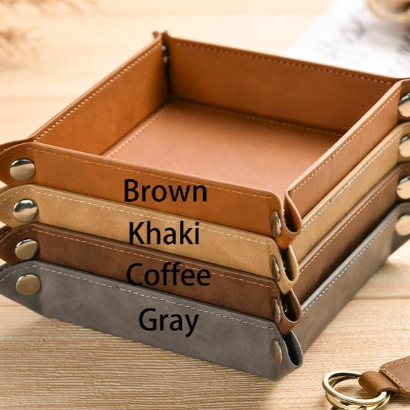 Personalized Leather Valet Tray Gift for Dad | Father's Day HN590 - Leather Valet Tray FIX GradoCreations