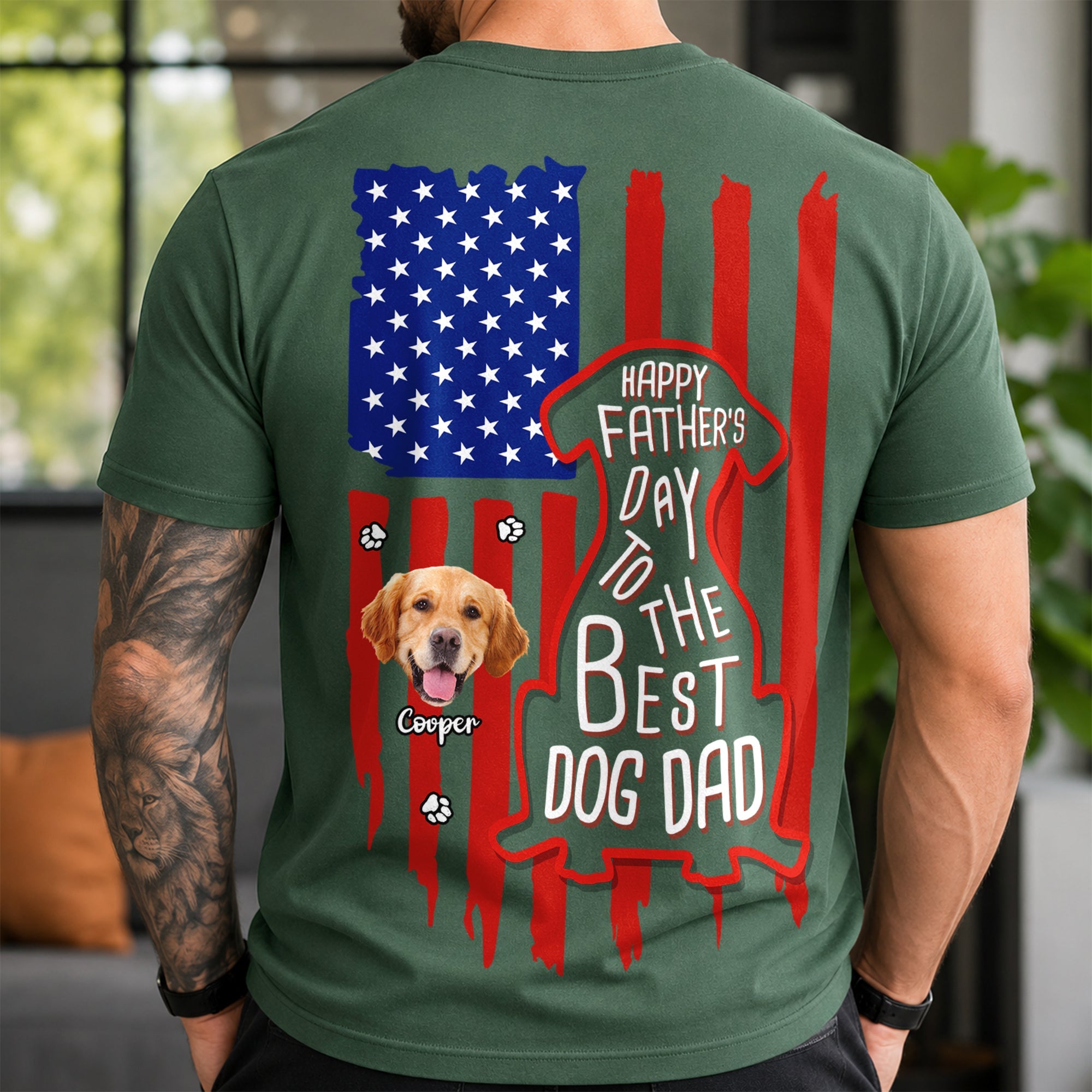 Personalized Dog Dad Comfort Shirt Custom Photo Gift for Father's Day Comfort Shirt Back GradoCreations