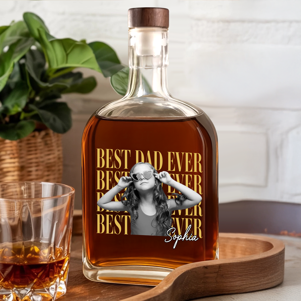Personalized Vintage Photo Whiskey Bottle Custom Gift for Dad HN590 - Whiskey Bottle GradoCreations
