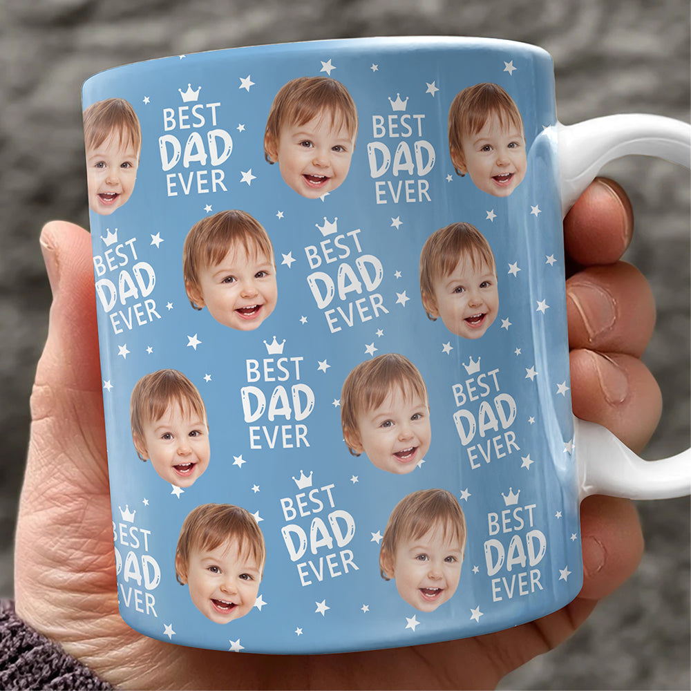 Personalized Best Dad Ever Coffee Mug Custom Photo Gift HN590 - edge to edge mug GradoCreations