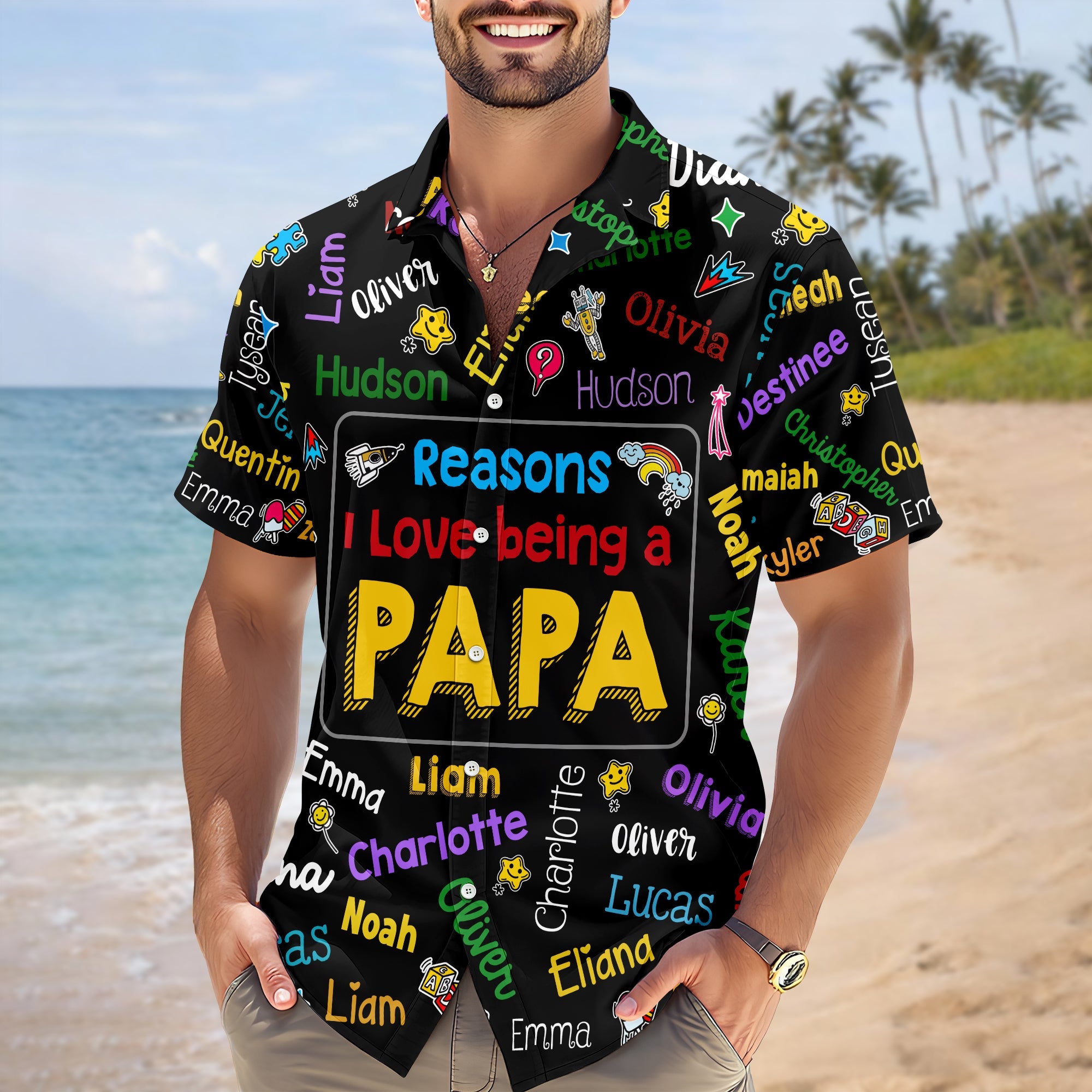 Personalized Hawaiian Shirt Custom Kids Names Gift for Dad HN590 - AOP Hawai Shirt GradoCreations