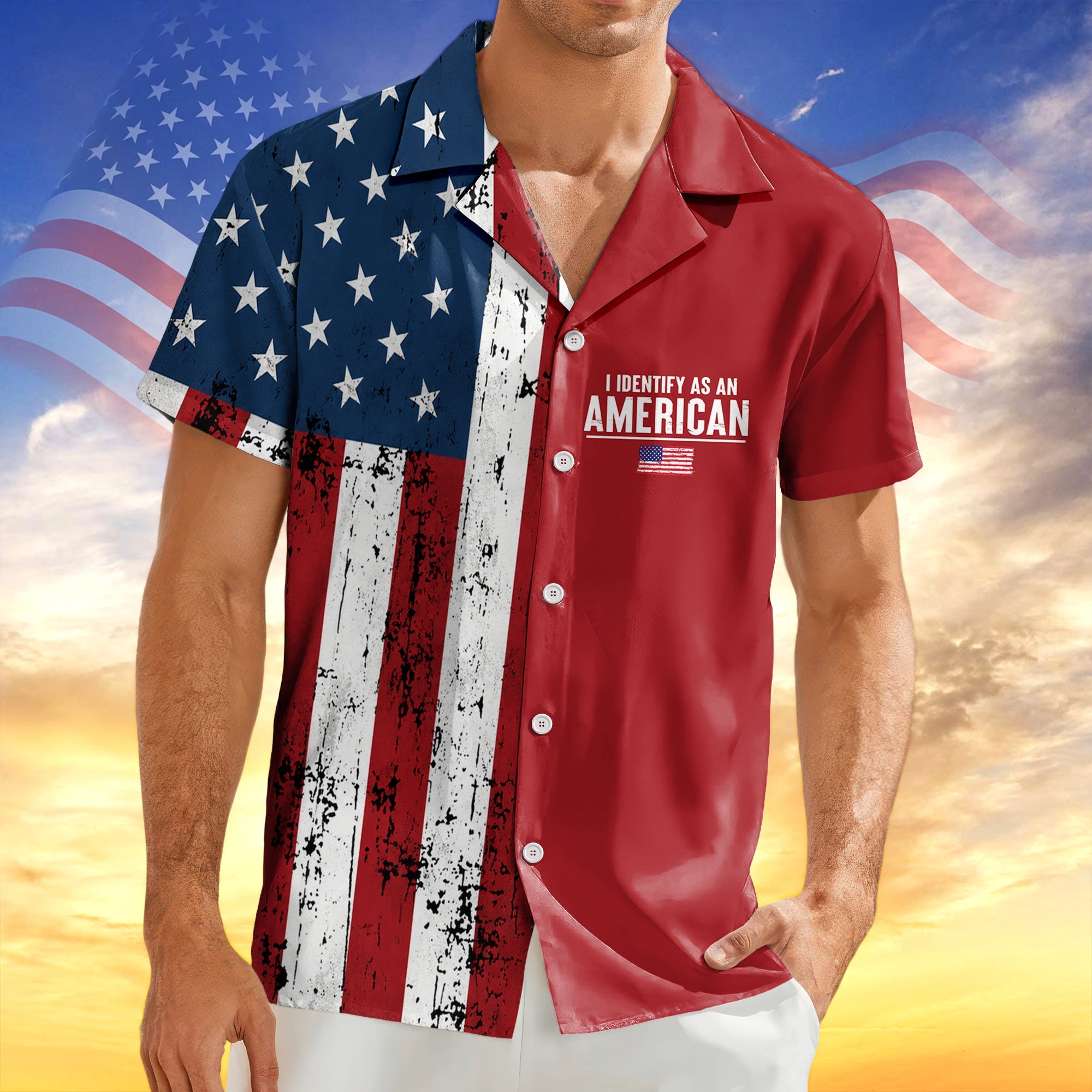 Personalized USA Flag Hawaiian Shirt Custom Name Gift for 4th of July HN590 - AOP Hawai Shirt GradoCreations