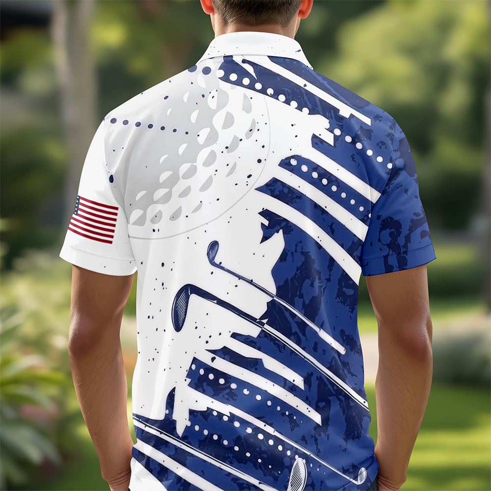 Personalized Golf Pattern Polo Shirt Custom Name Gift for Dad HN590 - Men's Polo Shirt GradoCreations