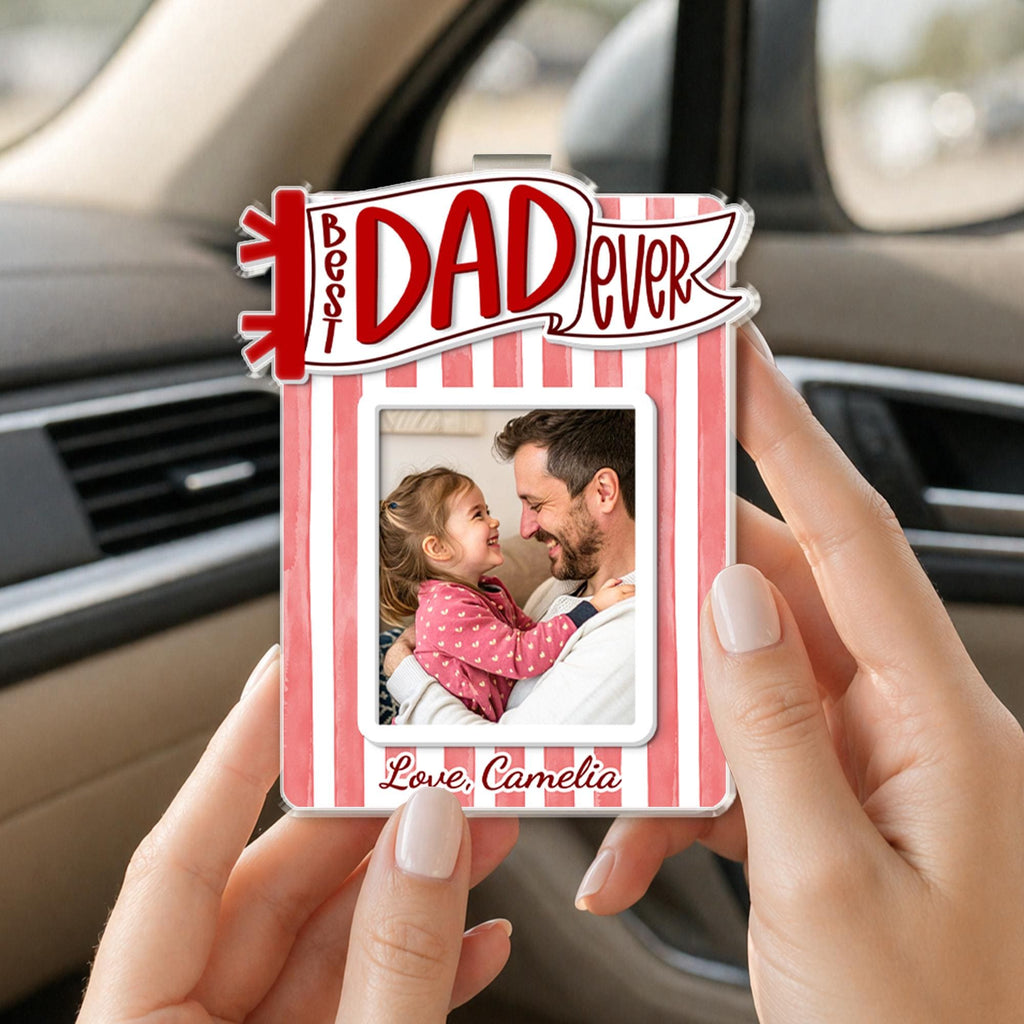 Personalized Dad Car Visor Photo Clip Gift for Father's Day HN590 - Acrylic Car Visor Clip GradoCreations
