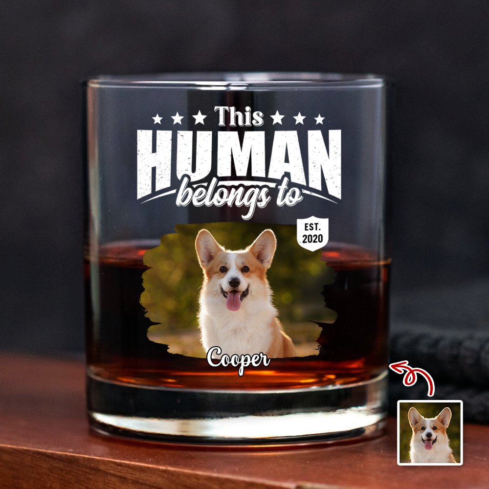 Personalized Rock Glass Custom Pet Photo Gift for Dog Dad HN590 - Print Rock Glass GradoCreations