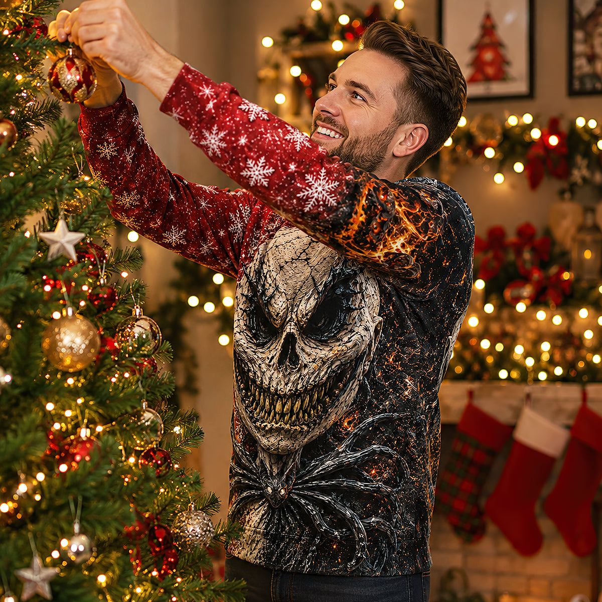 Personalized 3D Horror Skull Christmas Costume Shirt for Him AOP Shirt GradoCreations
