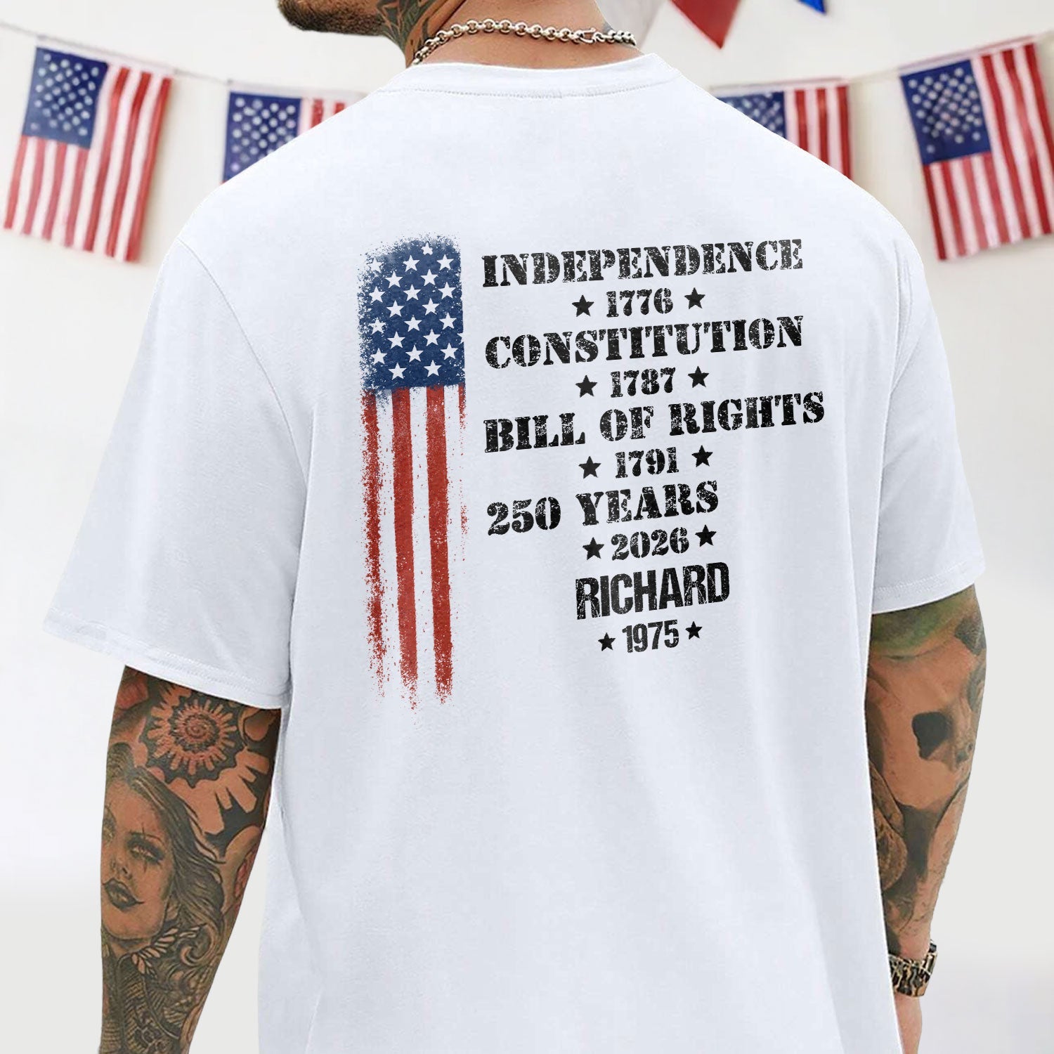 Personalized 250 Years of America Shirt Custom Name Gift for Dad HN590 - Tshirt Back GradoCreations