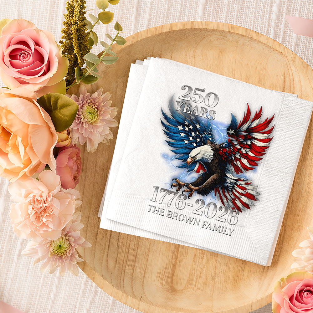 Personalized 250th Anniversary Eagle Napkins Unique Gift HN590 - Napkins GradoCreations