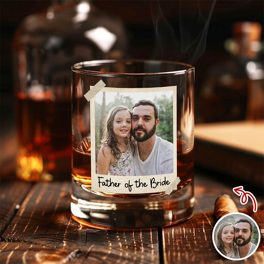 Personalized Father of the Bride Whiskey Glass Custom Gift for Wedding Day HN590 - Print Rock Glass GradoCreations