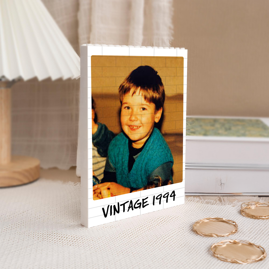 Personalized Photo Vintage Building Block Birthday Gift for Him/Her HN590 - Building Blocks GradoCreations