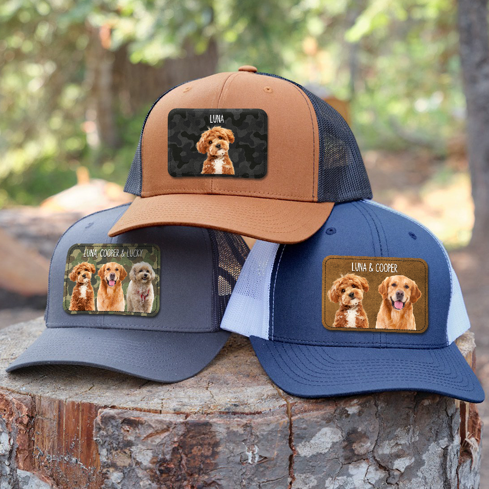 Personalized Dog Photo Leather Patch Hat Custom Gift for Dog Dad HN590 - Leather Patch Hat GradoCreations