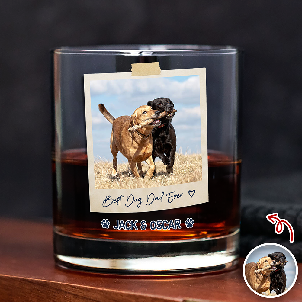 Personalized Dog Photo Whiskey Glass Gift for Dog Dad HN590 - Print Rock Glass GradoCreations