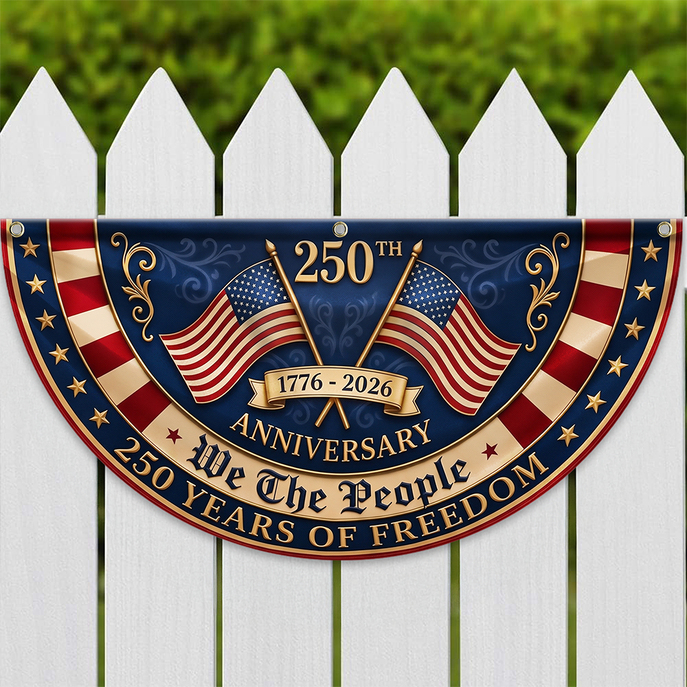 Personalized 250th Anniversary Non-Pleated Fan Flag Gift for Family HN590 - Non-Pleated Fan Flag GradoCreations
