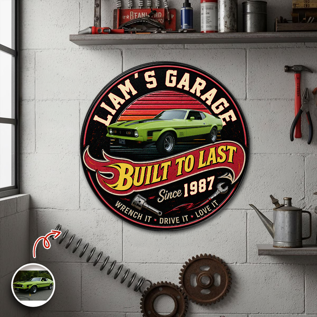 Personalized Car Garage Metal Sign Custom Year Gift for Dad HN590 - Monogram Metal Sign GradoCreations