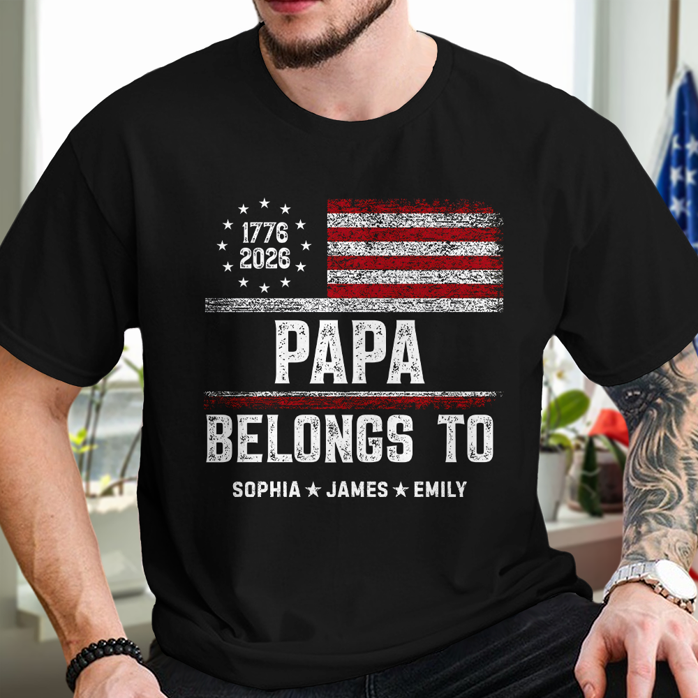 Personalized Papa Belongs To Dark Shirt Patriotic Gift for Dad HN590 - Tshirt GradoCreations