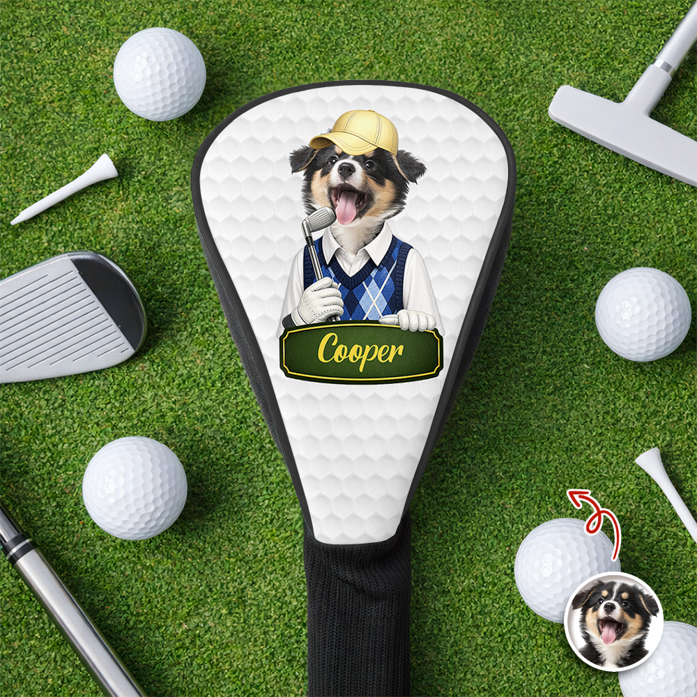 Personalized Dog Photo Golf Club Head Cover Gift for Dog Dad HN590 - Golf Club Head Cover GradoCreations