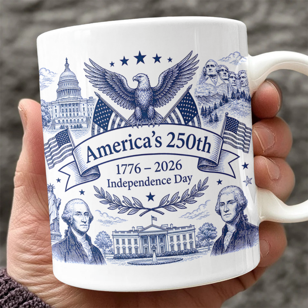 Personalized USA 250th Anniversary Mug Custom Name Gift for Dad HN590 - edge to edge mug GradoCreations