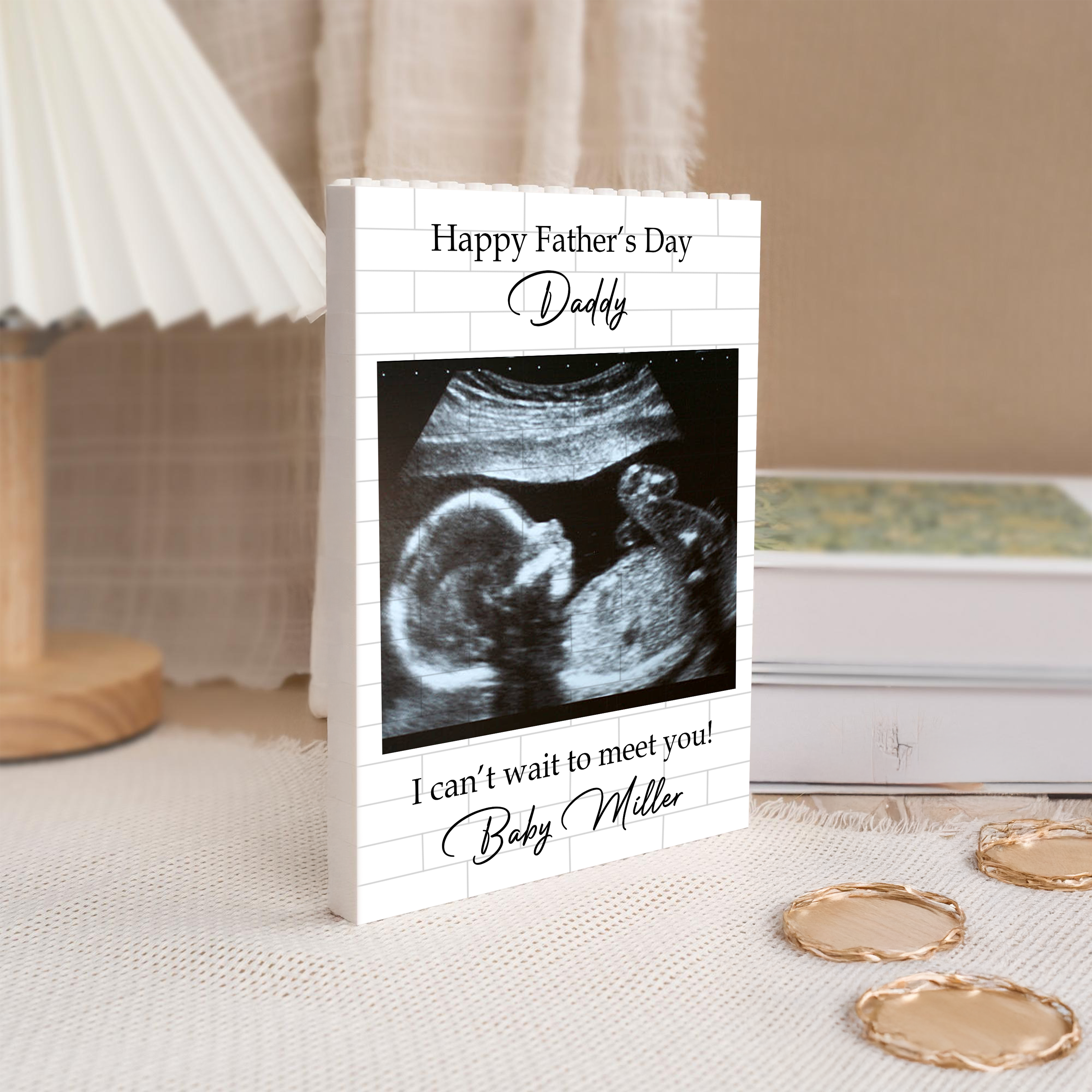 Personalized Baby Bump Photo Building Block Gift for Dad HN590 - Building Blocks GradoCreations