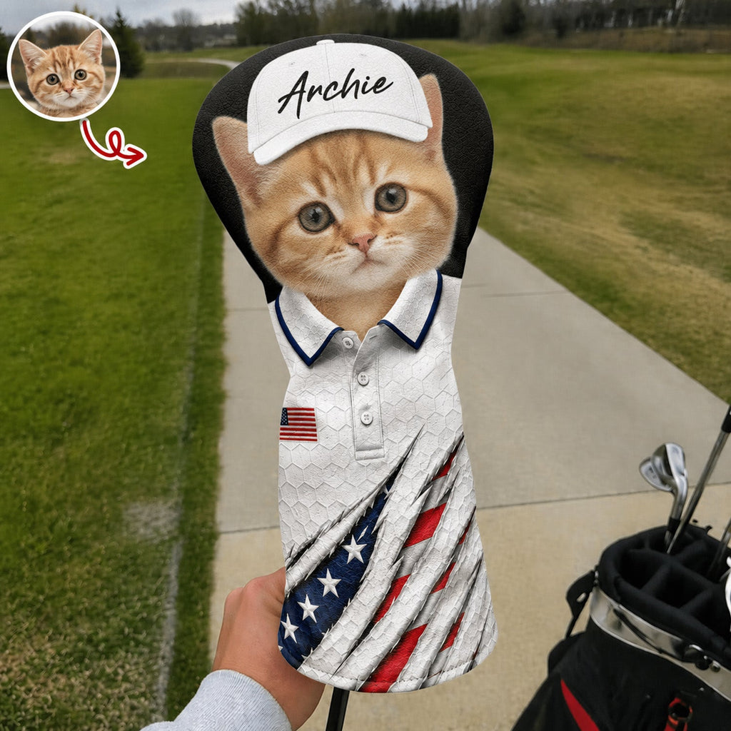 Personalized Dog Photo Golf Head Cover Custom Gift for Dad HN590 - Golf Head Cover GradoCreations