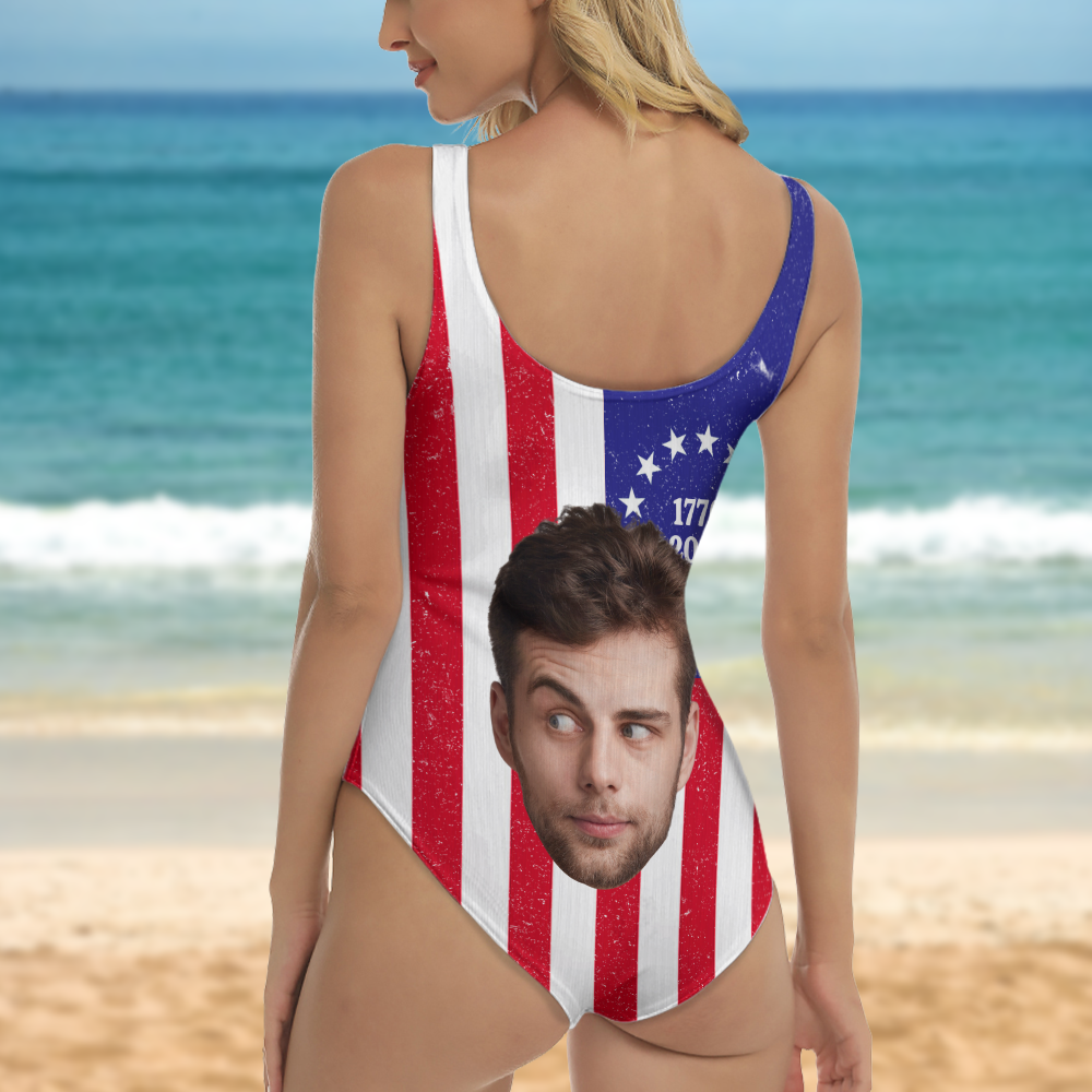 Personalized Funny Face Swimsuit Custom Photo Gift for Her HN590 - Swimsuit GradoCreations