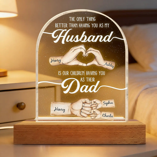 Personalized 3D LED Light Gift for Husband Dad Hand Heart 3D Led Light GradoCreations