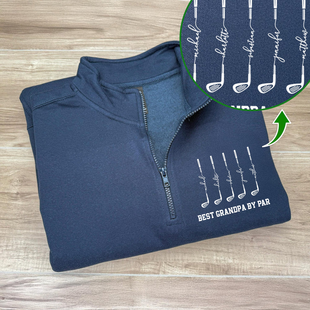 Personalized Best Dad by Par Golf Quarter Zip Sweater Gift for Dad HN590 - Printed Golf Quarter Zip Sweater GradoCreations