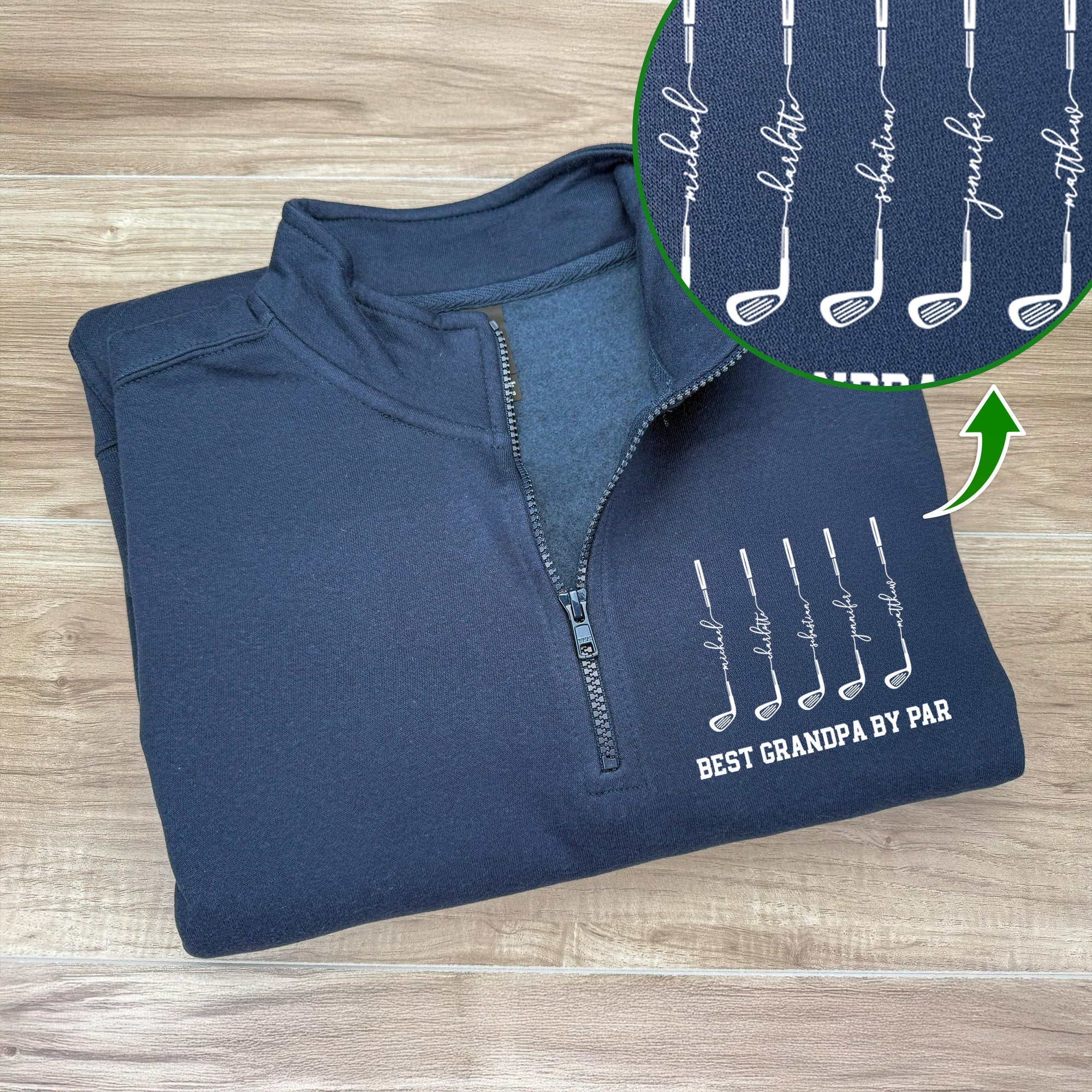 Personalized Best Dad by Par Golf Quarter Zip Sweater Gift for Dad HN590 - Printed Golf Quarter Zip Sweater GradoCreations