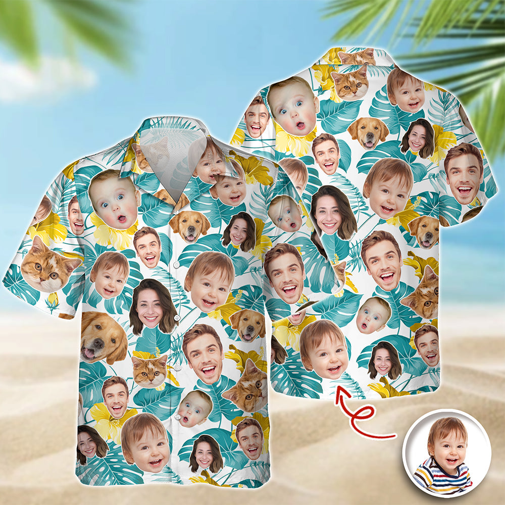 Personalized Tropical Aloha Shirt Custom Face Photo Gift for Dad HN590 - AOP Hawai Shirt GradoCreations
