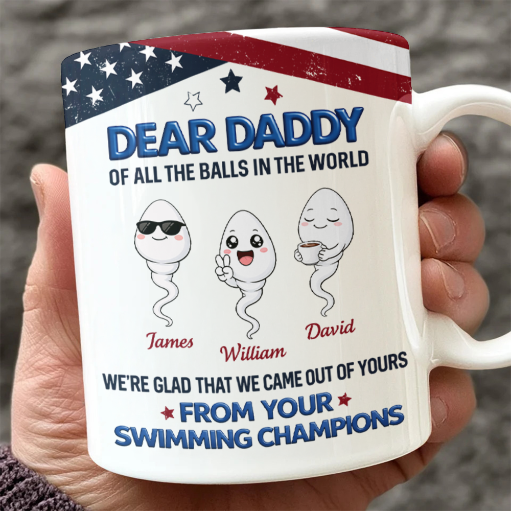 Personalized Full Mug Custom Kids Names Gift for Dad HN590 - edge to edge mug GradoCreations