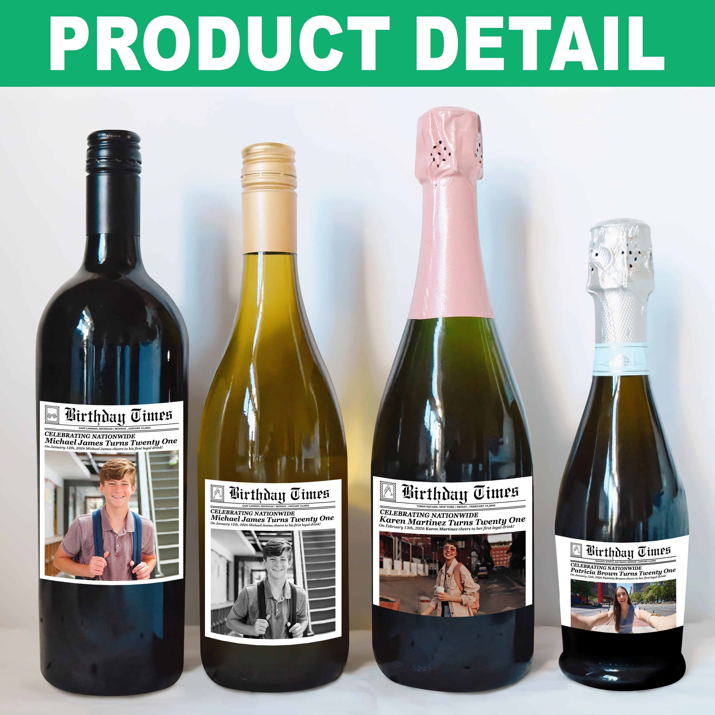 Personalized Photo Birthday Wine Label Custom Gift Decor HN590 - Wine Label GradoCreations