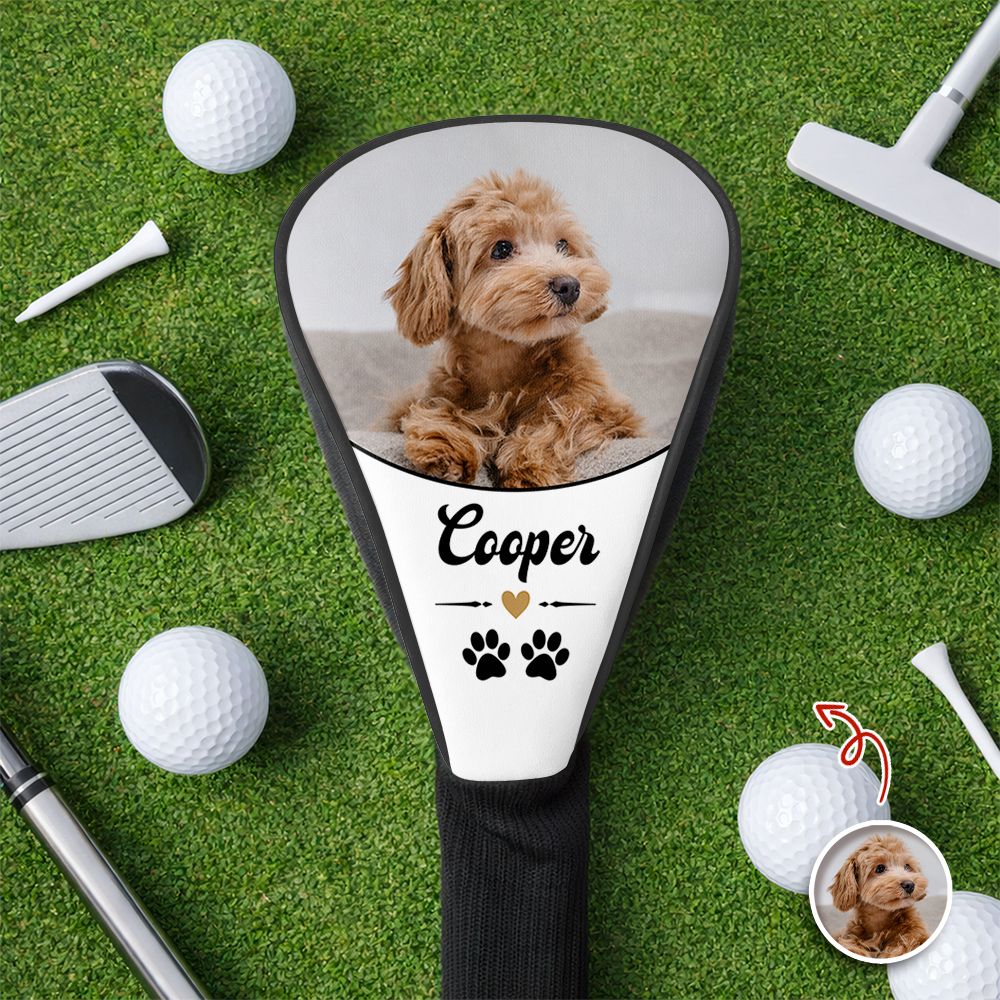 Personalized Photo Golf Club Head Cover Custom Gift for Dad HN590 - Golf Club Head Cover GradoCreations