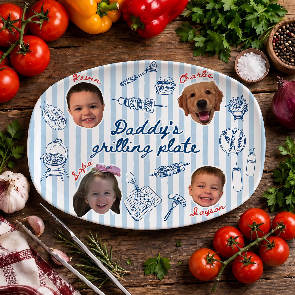Personalized Photo Grilling Platter Gift for Dad - Father's Day HN590 - Platter fix GradoCreations