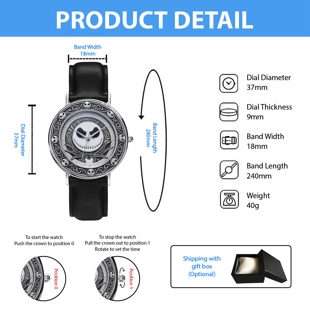 Personalized Skeleton Hand Watch Gift for Movie Fans
