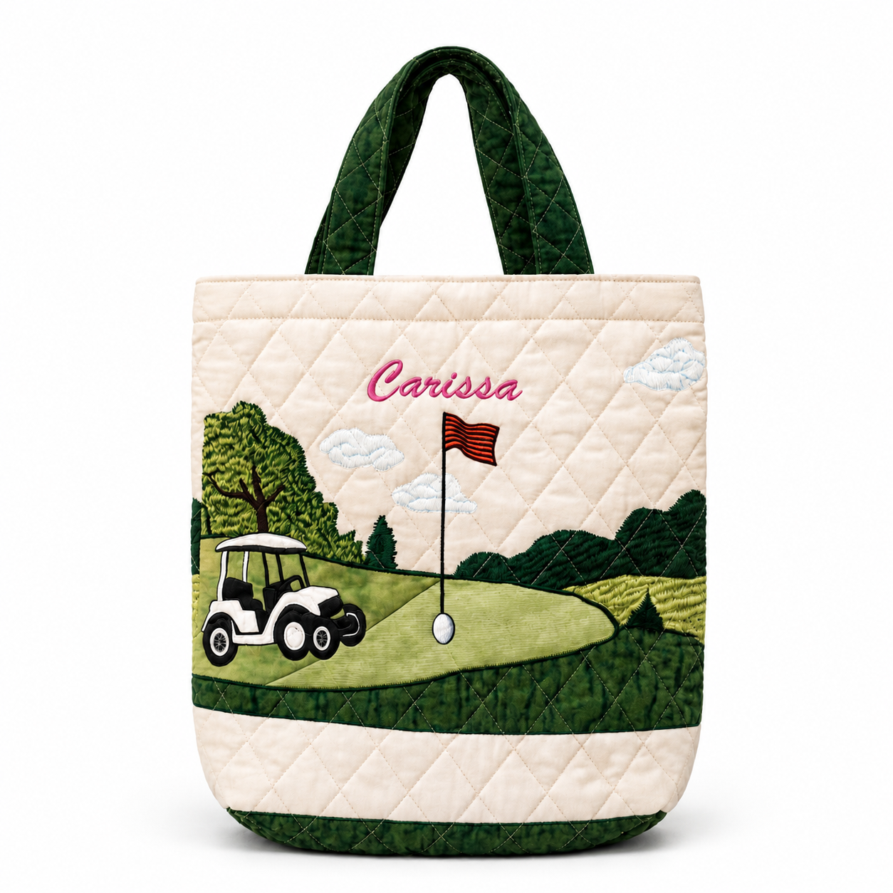 Personalized Golf Lover Quilted Tote Bag Custom Name Gift for Her