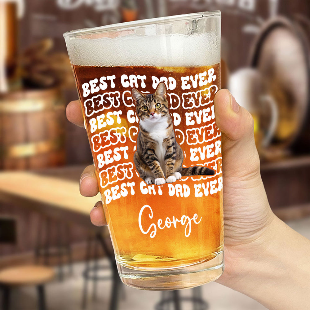 Personalized Photo Beer Glass Best Dog Dad Gift for Father's Day HN590 - Print Beer Glass Fix GradoCreations