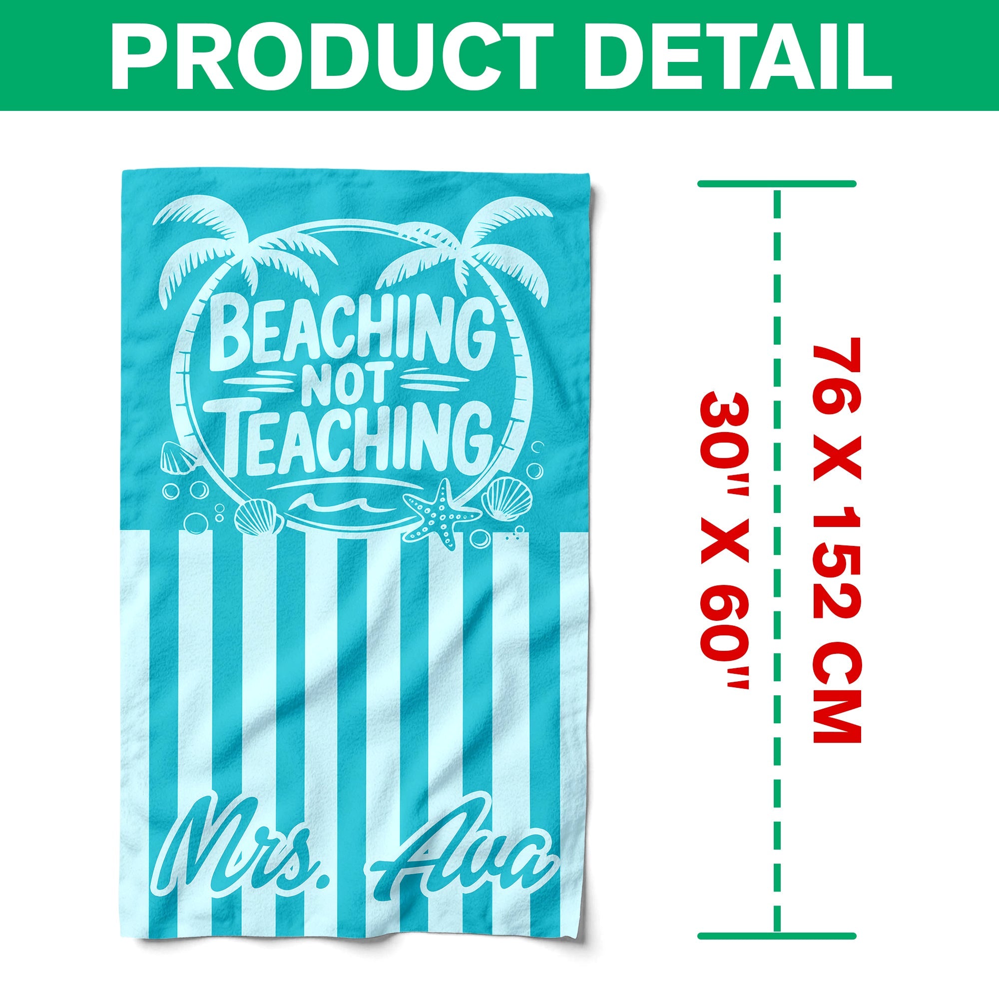 Personalized Beach Towel Funny Teacher Gift for Summer HN590 - Beach Towels fix GradoCreations